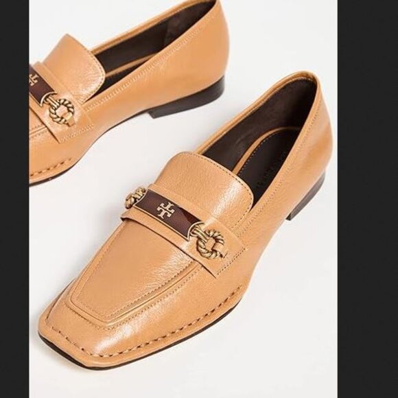 Brand New Tory Burch Sz 8.5 Perrine Loafer Shoes Square Toe Caramel corn 137799 - Picture 3 of 4